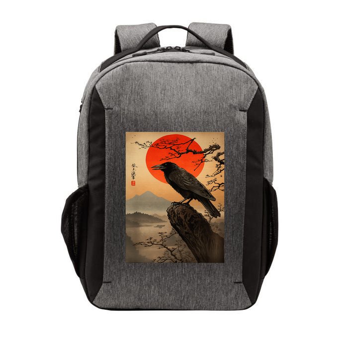 Red Moon Raven Graphic Black Crow Vector Backpack