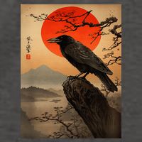 Red Moon Raven Graphic Black Crow Vector Backpack