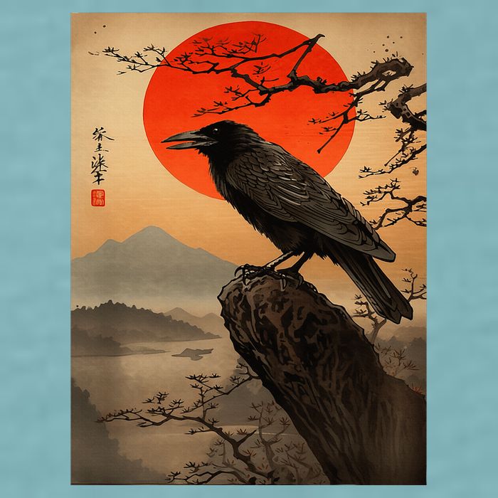 Red Moon Raven Graphic Black Crow Sueded Cloud Jersey T-Shirt