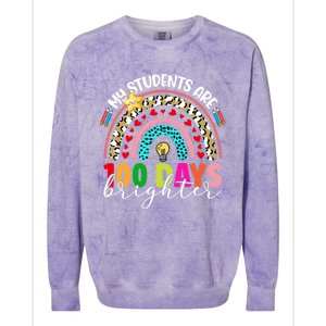 Rainbow My Students Are 100 Days Brighter Teacher Cute Gift Colorblast Crewneck Sweatshirt