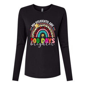 Rainbow My Students Are 100 Days Brighter Teacher Cute Gift Womens Cotton Relaxed Long Sleeve T-Shirt