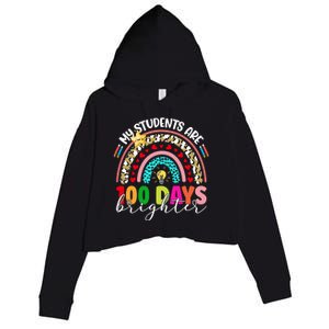 Rainbow My Students Are 100 Days Brighter Teacher Cute Gift Crop Fleece Hoodie