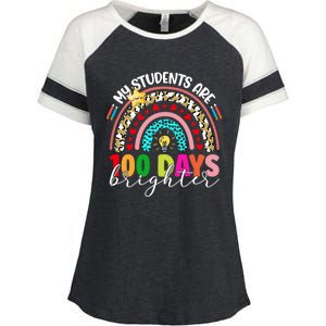 Rainbow My Students Are 100 Days Brighter Teacher Cute Gift Enza Ladies Jersey Colorblock Tee