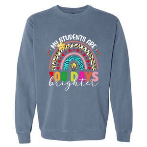 Rainbow My Students Are 100 Days Brighter Teacher Cute Gift Garment-Dyed Sweatshirt