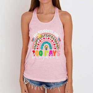 Rainbow My Students Are 100 Days Brighter Teacher Cute Gift Women's Knotted Racerback Tank