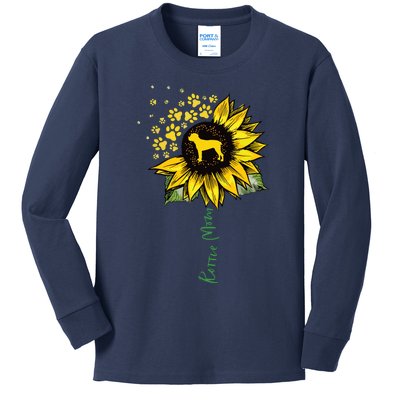 Rottie Mom Sunflower Rottweiler Gifts Dog Mom Mama Kids Long Sleeve Shirt