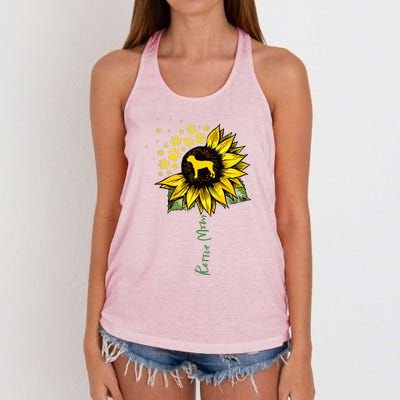 Rottie Mom Sunflower Rottweiler Gifts Dog Mom Mama Women's Knotted Racerback Tank