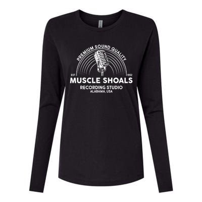 Retro Muscle Shoals Recording Studio Alabama USA Logo Womens Cotton Relaxed Long Sleeve T-Shirt