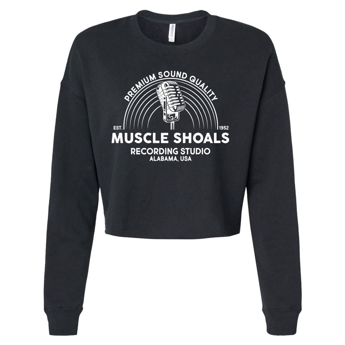 Retro Muscle Shoals Recording Studio Alabama USA Logo Cropped Pullover Crew