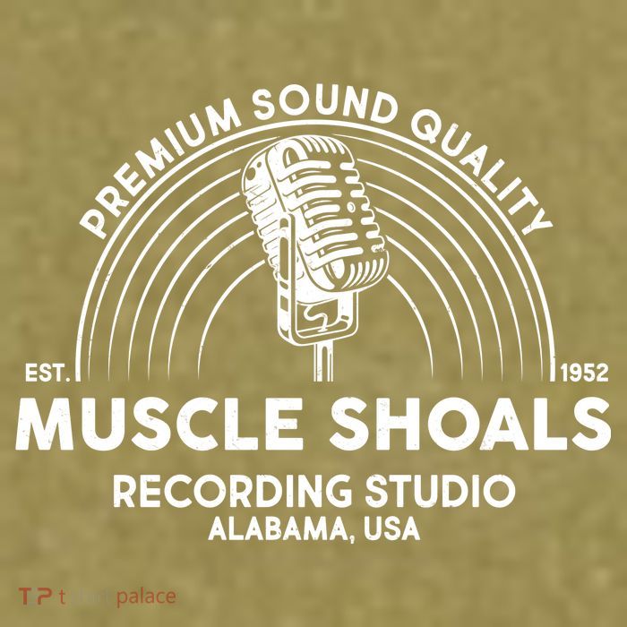 Retro Muscle Shoals Recording Studio Alabama USA Logo Garment-Dyed Women's Muscle Tee