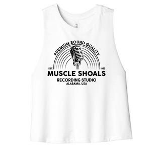 Retro Muscle Shoals Recording Studio Alabama USA Logo Women's Racerback Cropped Tank