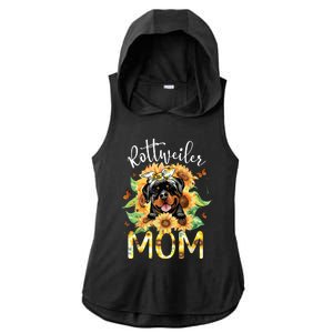 Rottweiler Mom Sunflowers Rottweiler Lovers Ladies PosiCharge Tri-Blend Wicking Draft Hoodie Tank