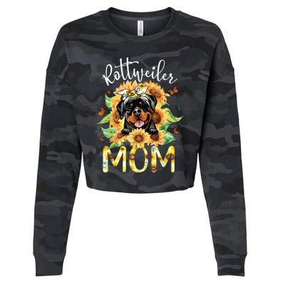 Rottweiler Mom Sunflowers Rottweiler Lovers Cropped Pullover Crew