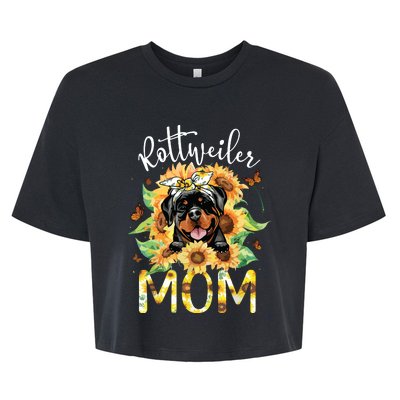 Rottweiler Mom Sunflowers Rottweiler Lovers Bella+Canvas Jersey Crop Tee