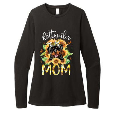 Rottweiler Mom Sunflowers Rottweiler Lovers Womens CVC Long Sleeve Shirt