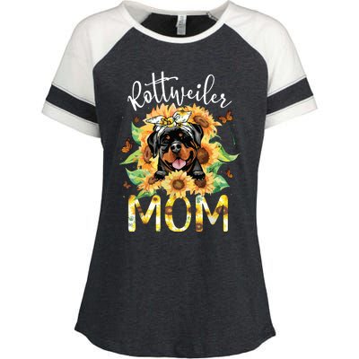 Rottweiler Mom Sunflowers Rottweiler Lovers Enza Ladies Jersey Colorblock Tee