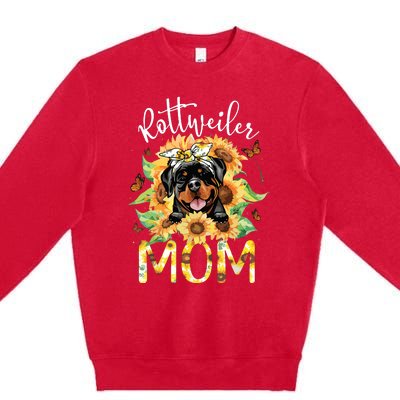 Rottweiler Mom Sunflowers Rottweiler Lovers Premium Crewneck Sweatshirt