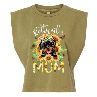 Rottweiler Mom Sunflowers Rottweiler Lovers Garment-Dyed Women's Muscle Tee