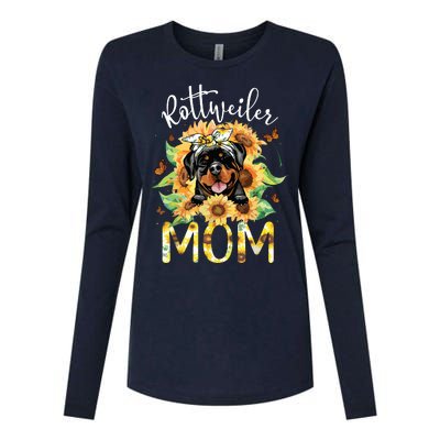 Rottweiler Mom Sunflowers Rottweiler Lovers Womens Cotton Relaxed Long Sleeve T-Shirt