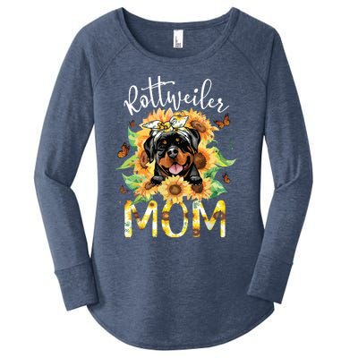 Rottweiler Mom Sunflowers Rottweiler Lovers Women's Perfect Tri Tunic Long Sleeve Shirt