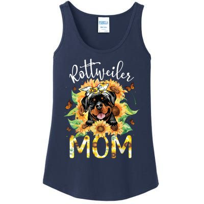 Rottweiler Mom Sunflowers Rottweiler Lovers Ladies Essential Tank