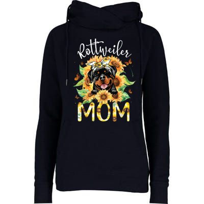 Rottweiler Mom Sunflowers Rottweiler Lovers Womens Funnel Neck Pullover Hood