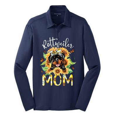 Rottweiler Mom Sunflowers Rottweiler Lovers Silk Touch Performance Long Sleeve Polo