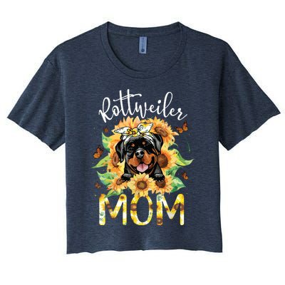 Rottweiler Mom Sunflowers Rottweiler Lovers Women's Crop Top Tee