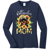 Rottweiler Mom Sunflowers Rottweiler Lovers Ladies Long Sleeve Shirt