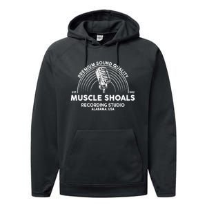 Retro Muscle Shoals Recording Studio Alabama Usa Logo Performance Fleece Hoodie