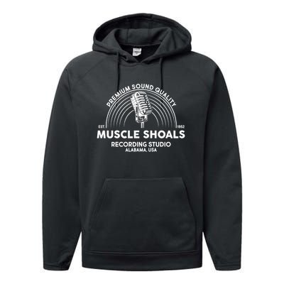 Retro Muscle Shoals Recording Studio Alabama Usa Logo Performance Fleece Hoodie