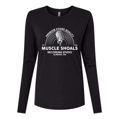 Retro Muscle Shoals Recording Studio Alabama Usa Logo Womens Cotton Relaxed Long Sleeve T-Shirt