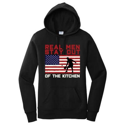 Real Men Stay Out Of The Kitchen Funny Pickleball Paddleball Women's Pullover Hoodie