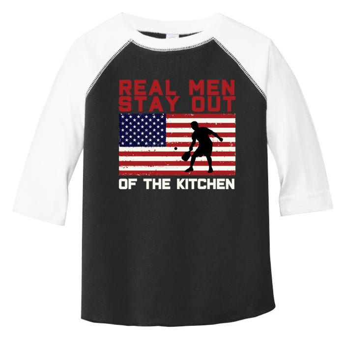 Real Men Stay Out Of The Kitchen Funny Pickleball Paddleball Toddler Fine Jersey T-Shirt