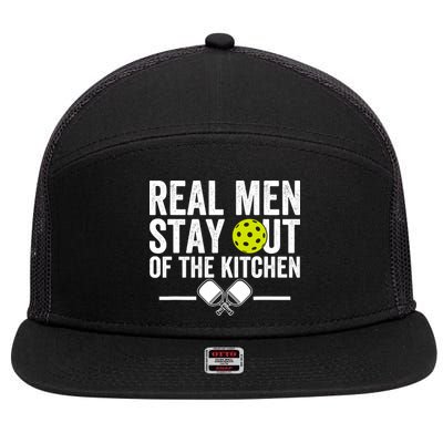 Real Man Stay Out Of The Kitchen Funny Pickleball Vintage 7 Panel Mesh Trucker Snapback Hat
