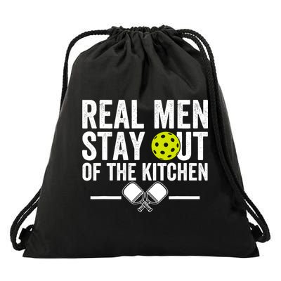 Real Man Stay Out Of The Kitchen Funny Pickleball Vintage Drawstring Bag