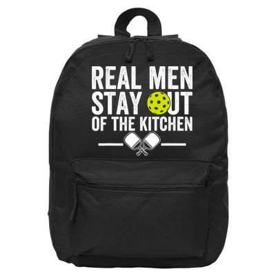 Real Man Stay Out Of The Kitchen Funny Pickleball Vintage 16 in Basic Backpack