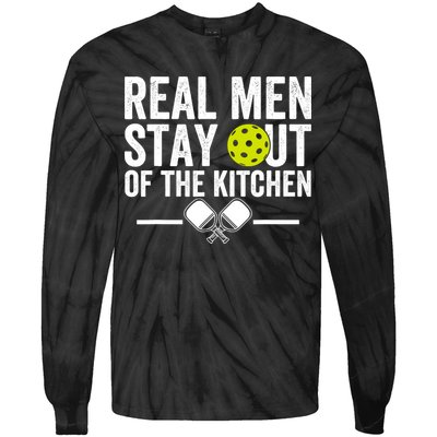 Real Man Stay Out Of The Kitchen Funny Pickleball Vintage Tie-Dye Long Sleeve Shirt