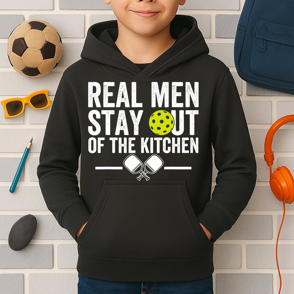 Real Man Stay Out Of The Kitchen Funny Pickleball Vintage Kids Hoodie