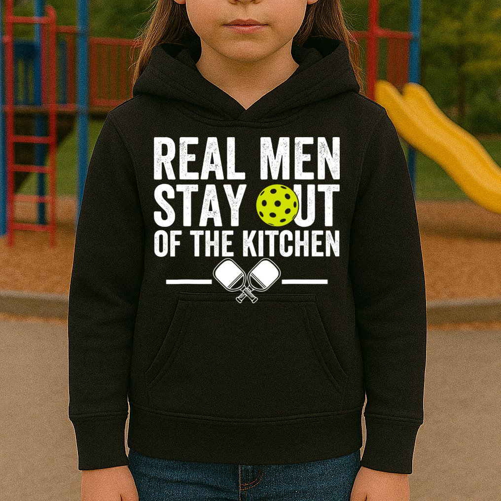 Real Man Stay Out Of The Kitchen Funny Pickleball Vintage Kids Hoodie