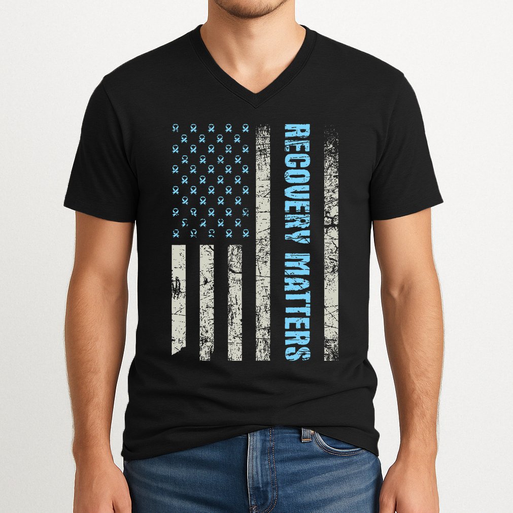 Recovery Matters Sobriety Anniversary Sober Aa Na V-Neck T-Shirt