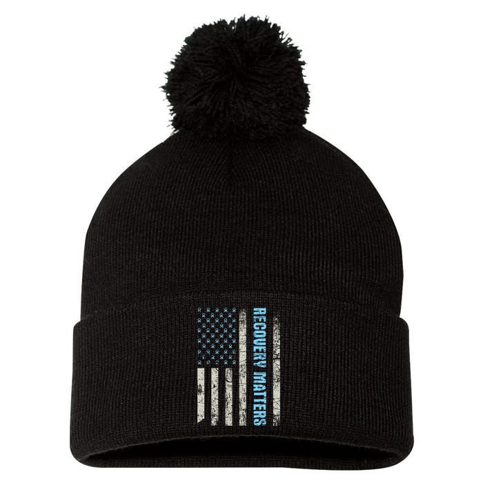 Recovery Matters Sobriety Anniversary Sober Aa Na Pom Pom 12in Knit Beanie