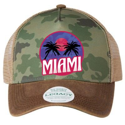 Retro Miami Sunset Palm Tree Legacy Tie Dye Trucker Hat