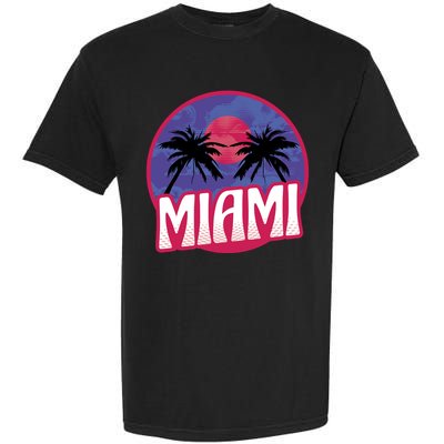 Retro Miami Sunset Palm Tree Garment-Dyed Heavyweight T-Shirt