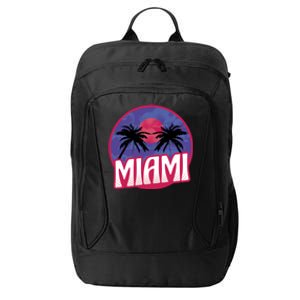 Retro Miami Sunset Palm Tree City Backpack