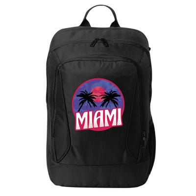 Retro Miami Sunset Palm Tree City Backpack