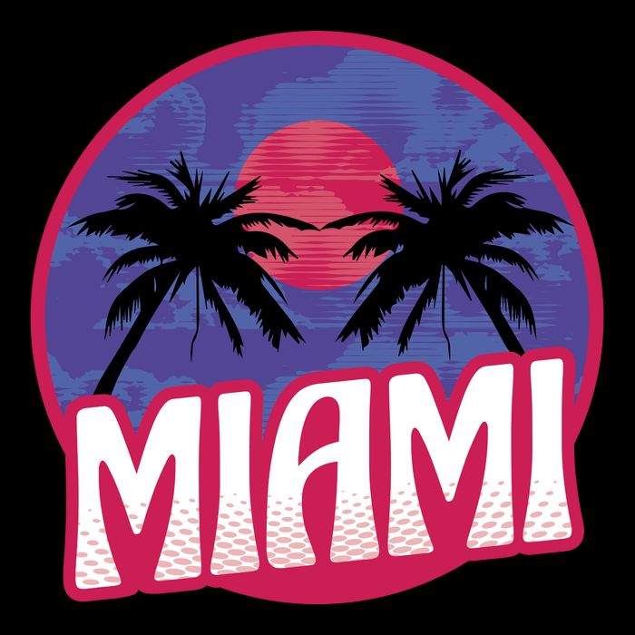 Retro Miami Sunset Palm Tree Sustainable Bucket Hat