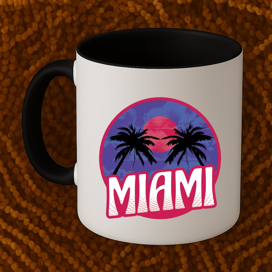 Retro Miami Sunset Palm Tree Mug