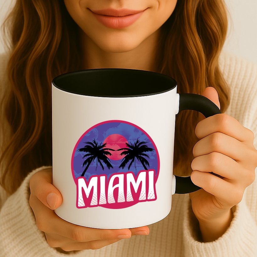 Retro Miami Sunset Palm Tree Mug