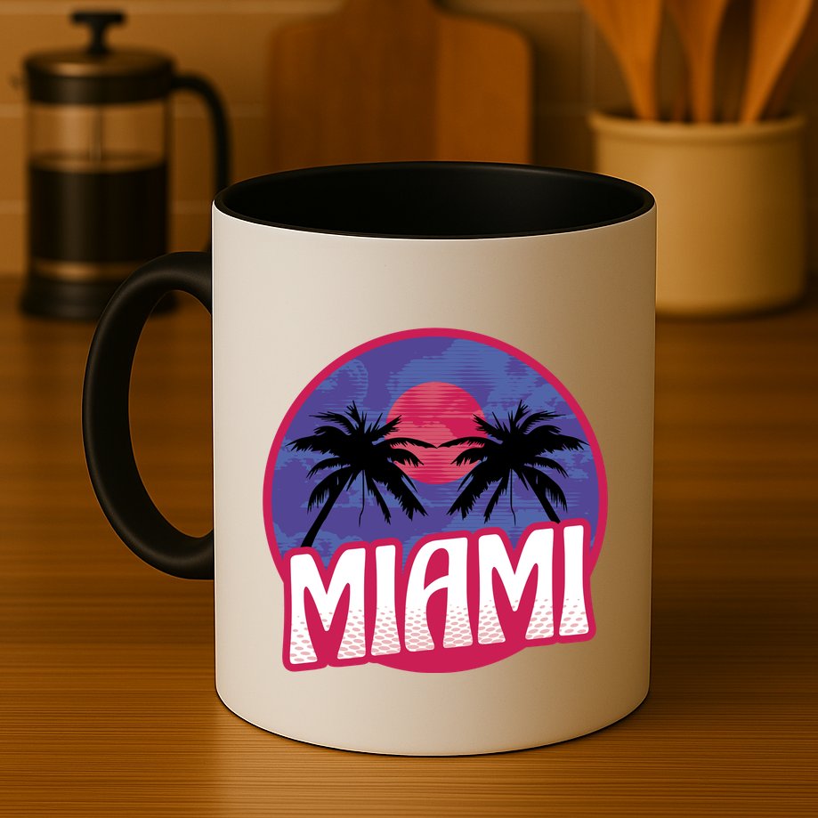 Retro Miami Sunset Palm Tree Mug